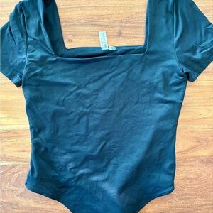 Second Skin Black Square Neck Bodysuit